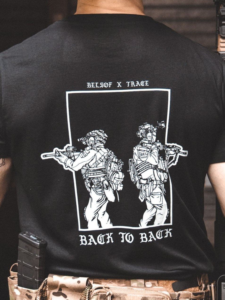 Back to Back T-Shirt detail, military apparel by The Trace