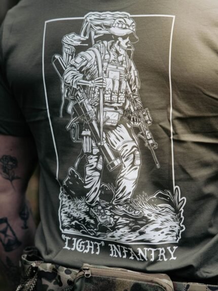 Light Infantry T-Shirt detail, military apparel by The Trace