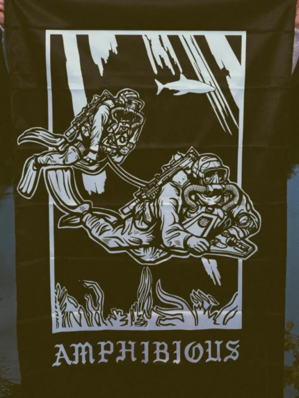 the trace apparel collection featuring two military reconnaissance divers swimming underwater