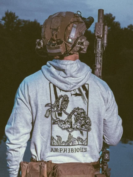 the trace apparel collection featuring two military reconnaissance divers swimming underwater