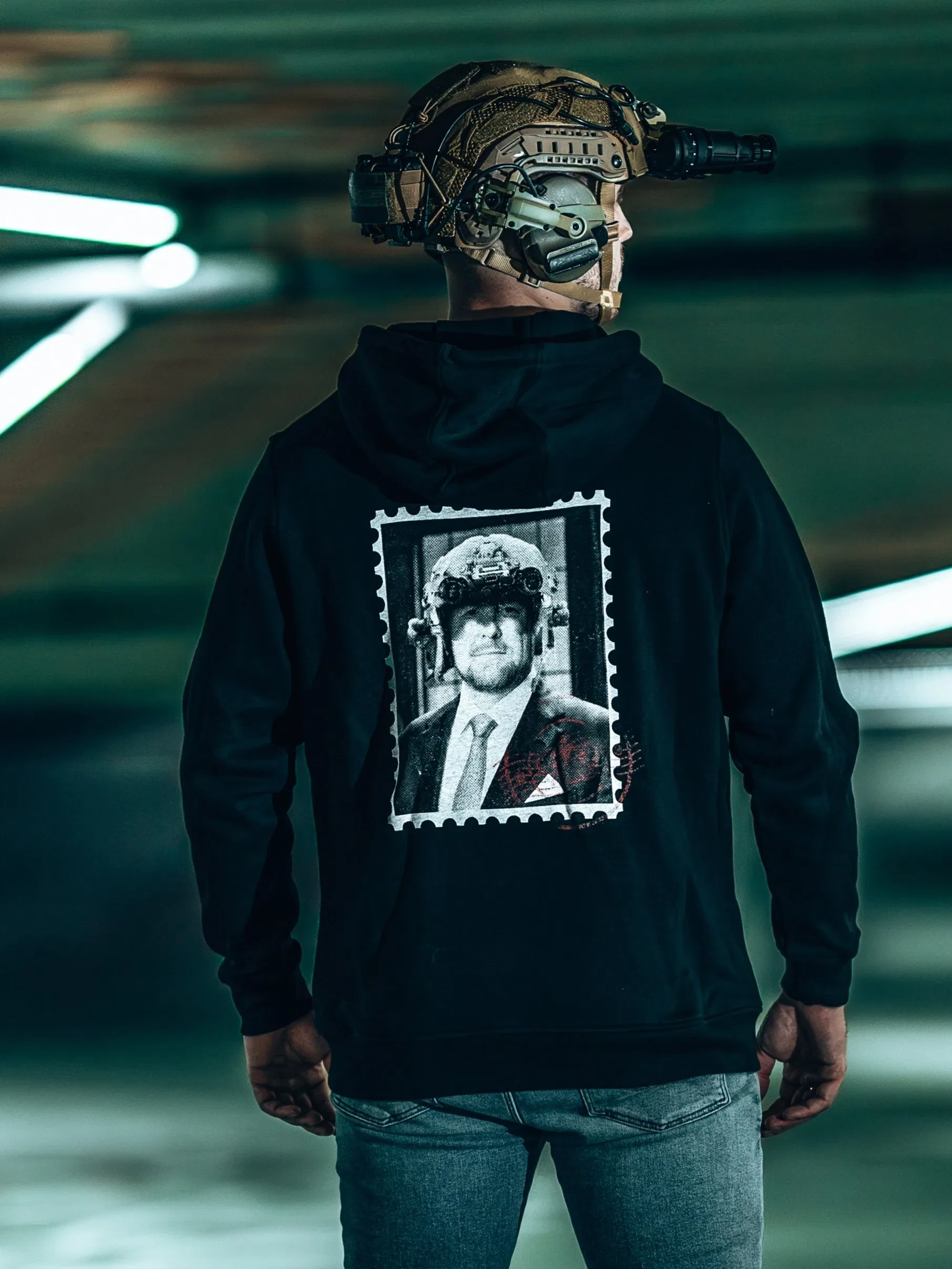 the trace apparel collection featuring king willem alexander with a helmet with nightvision