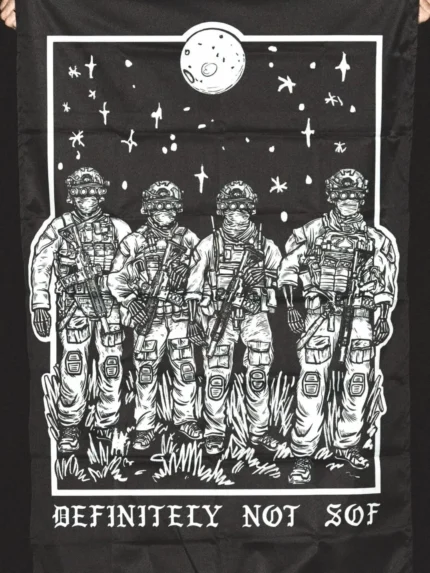 flag from The Trace featuring a special operations force with a text saying definitely not sof
