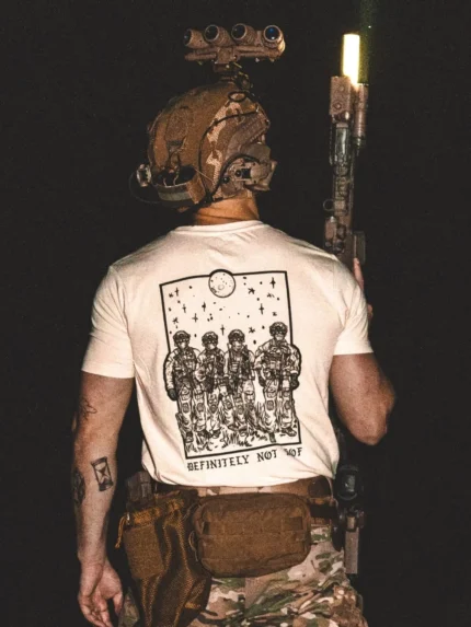 sand shirt from The Trace featuring a special operations force with a text saying definitely not sof