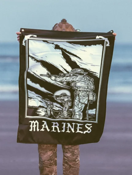 the trace apparel collection featuring marines standing partly in the water