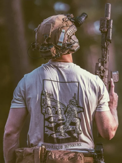 the trace apparel collection featuring guys fighting alongside a military boxer vehicle