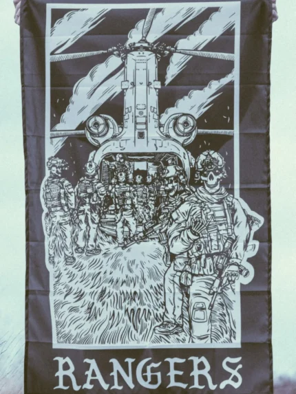 the trace apparel collection featuring rangers boarding a chinook