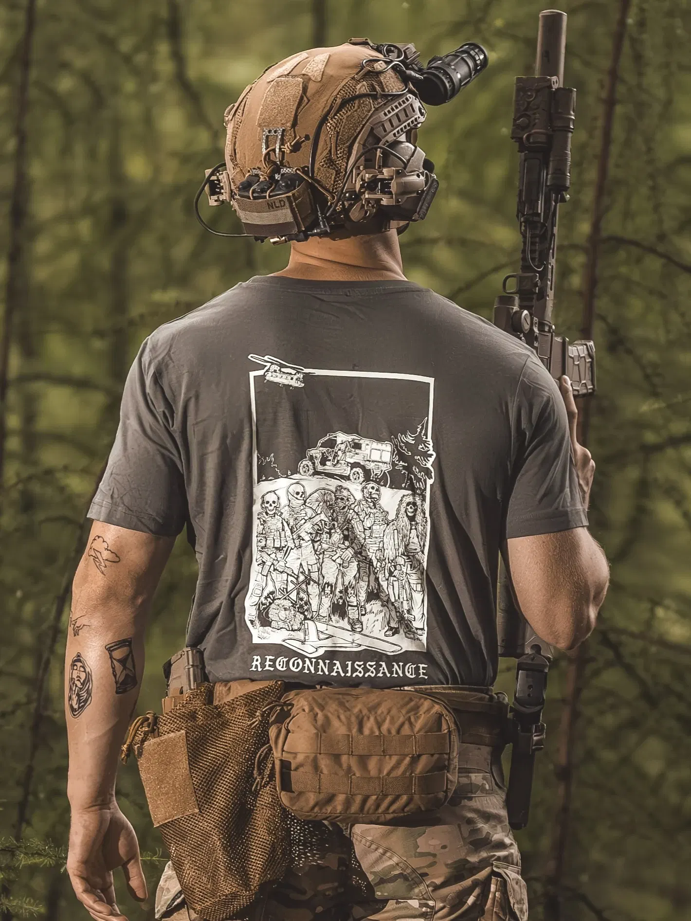 the trace apparel collection featuring a military reconnaissance group standing next to their equipment