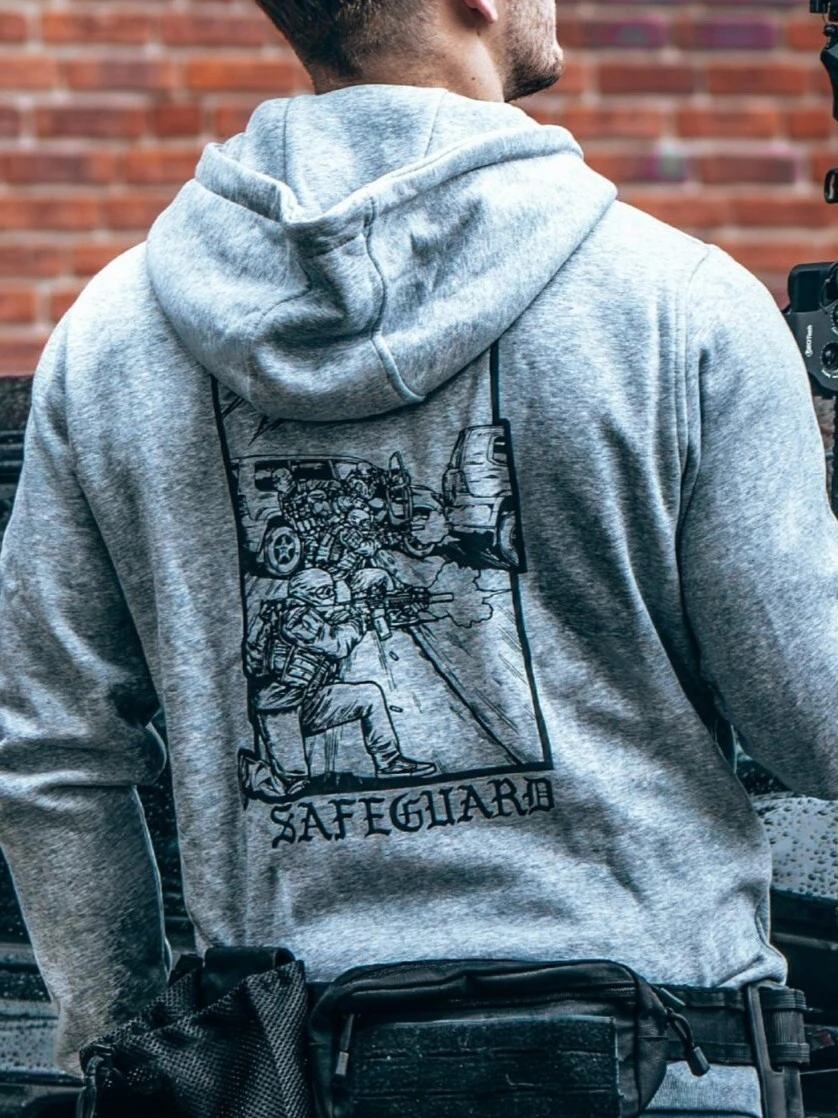 the trace apparel collection featuring a group of operators protecting a vip