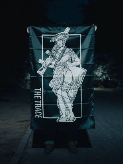 Machinegunner Statue Flag, military apparel by The Trace