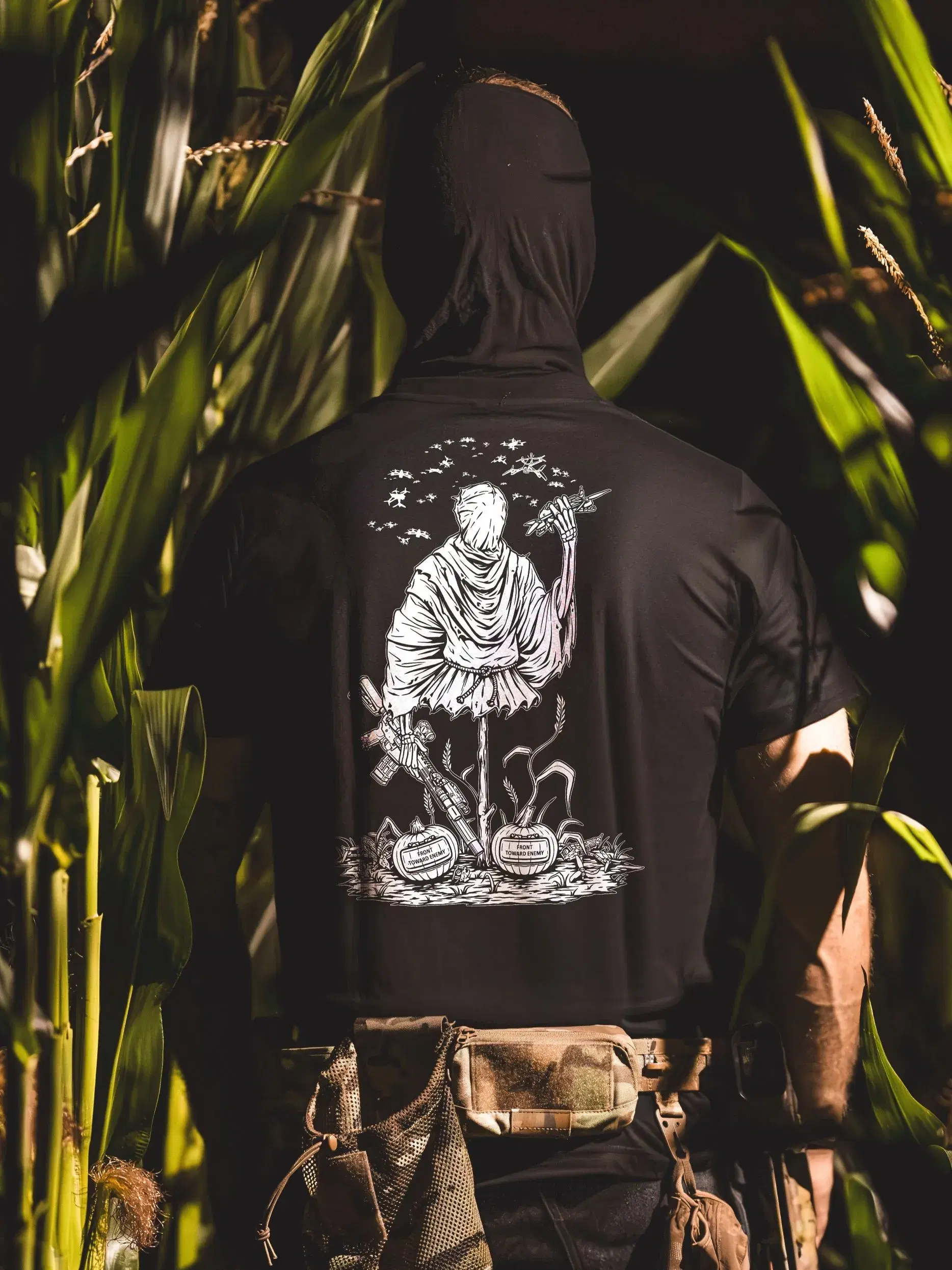 the trace halloween shirt with a scarecrow
