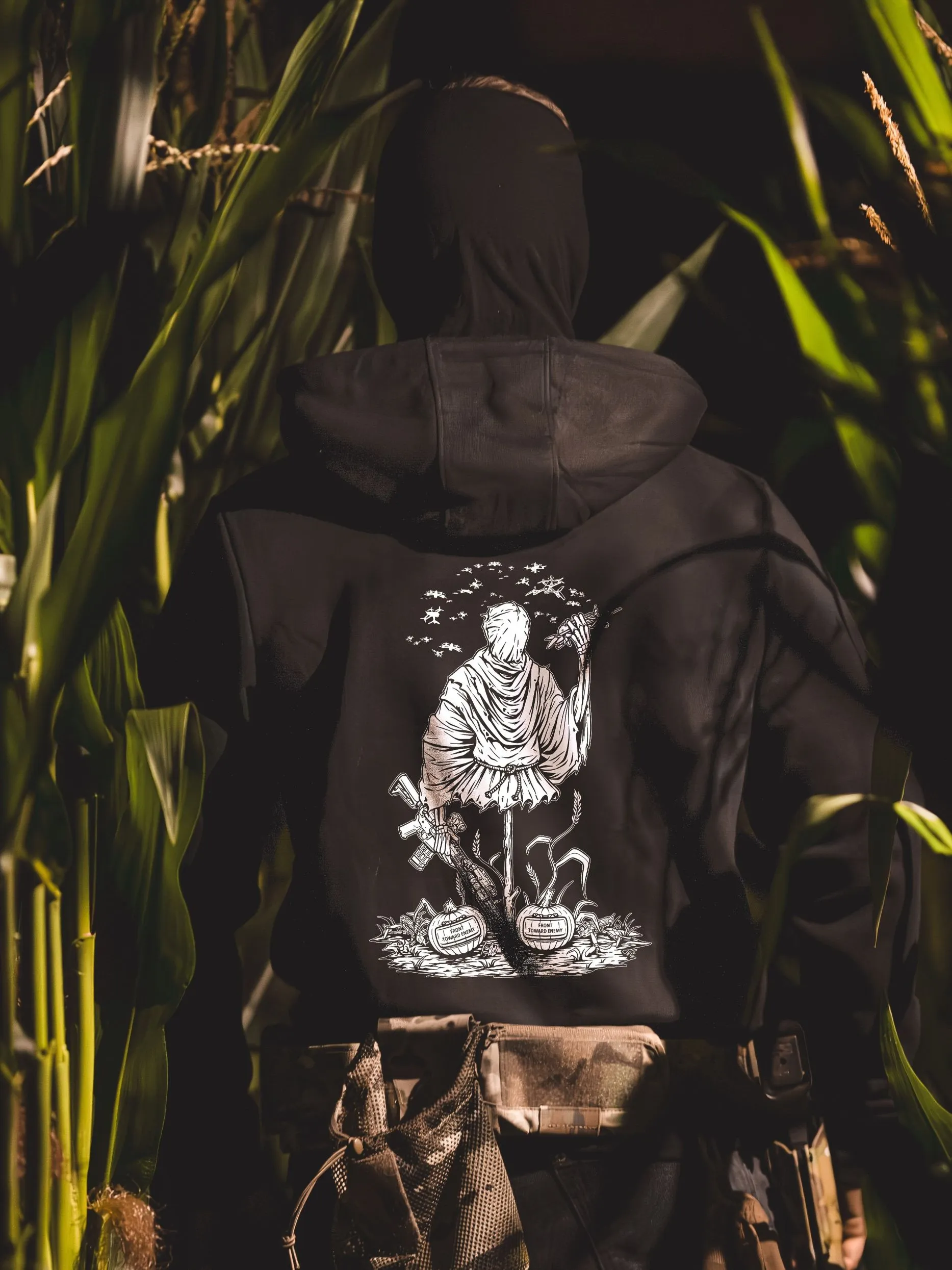 the trace halloween hoodie with a scarecrow