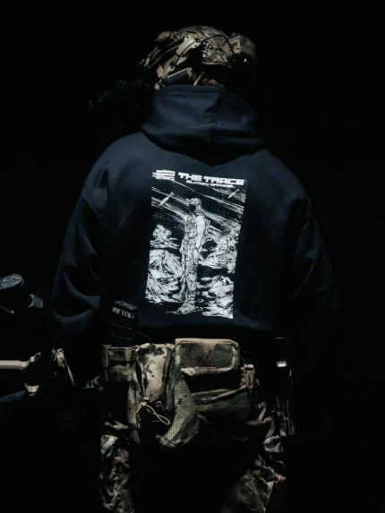 Limited Hold The Line Hoodie back print, military apparel by The Trace