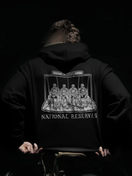 National Reserves Hoodie back print, military apparel by The Trace