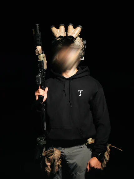 Cameraman Never Dies Hoodie front, military apparel by The Trace