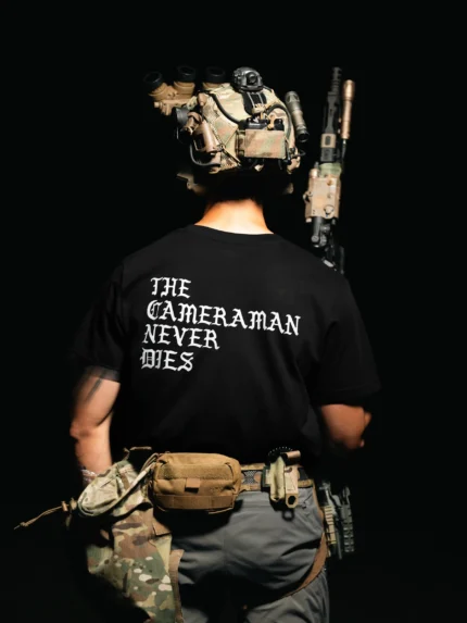 Cameraman Never Dies T-shirt back print, military apparel by The Trace