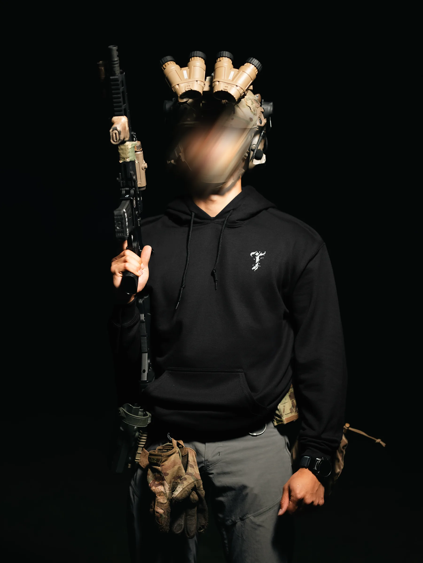 Tier 2 Grey Controlled Chaos Hoodie front, military apparel by The Trace